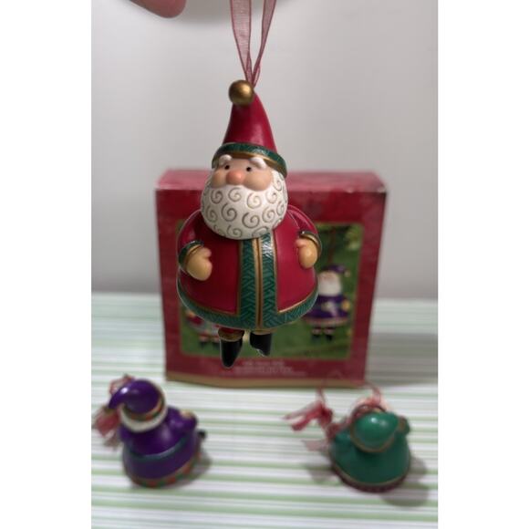 2001 Hallmark Keepsake Ornament Jolly Santa Bells Set of 3 Open Box - Picture 5 of 10